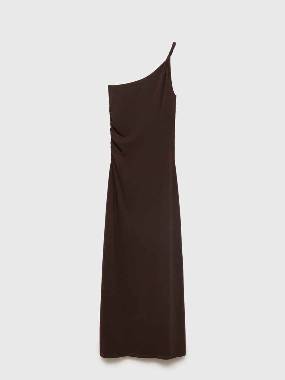 Mango One-Shoulder Dark Brown Maxi Dress